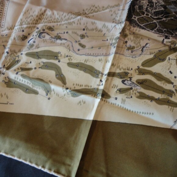 Silk Scarf , Vintage Gleneagles Hotel Golf Course Excellent Condition 30 x 30 - Picture 10 of 12